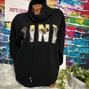 PINK VS BLING COWL NECK PULLOVER